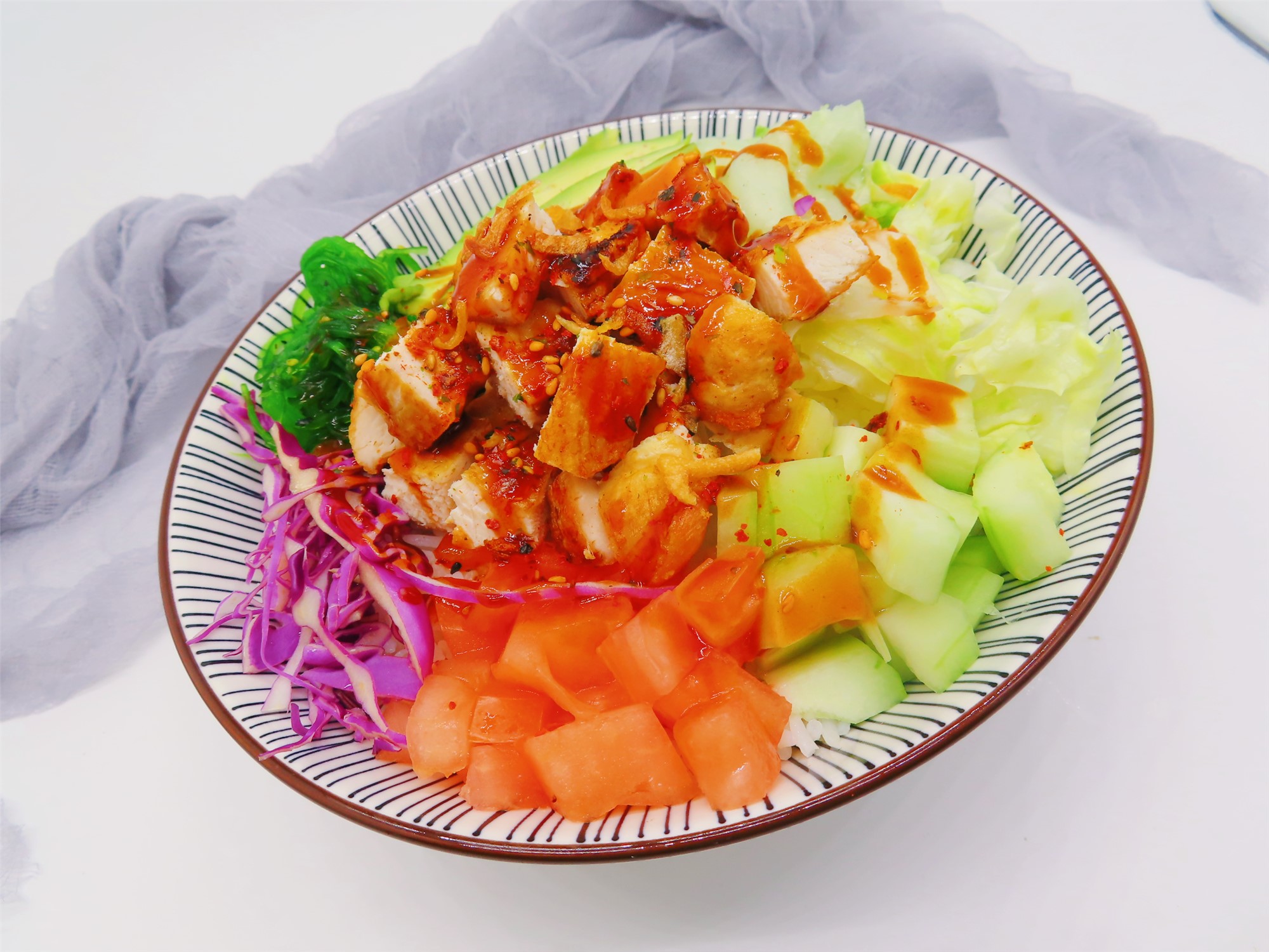 Order Grilled Chicken Breast Poke Bowl food online from Peking Express store, South Ozone Park on bringmethat.com