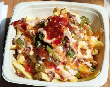 Order Hot Mess Fries food online from Divine Bovine Burgers store, Tucson on bringmethat.com