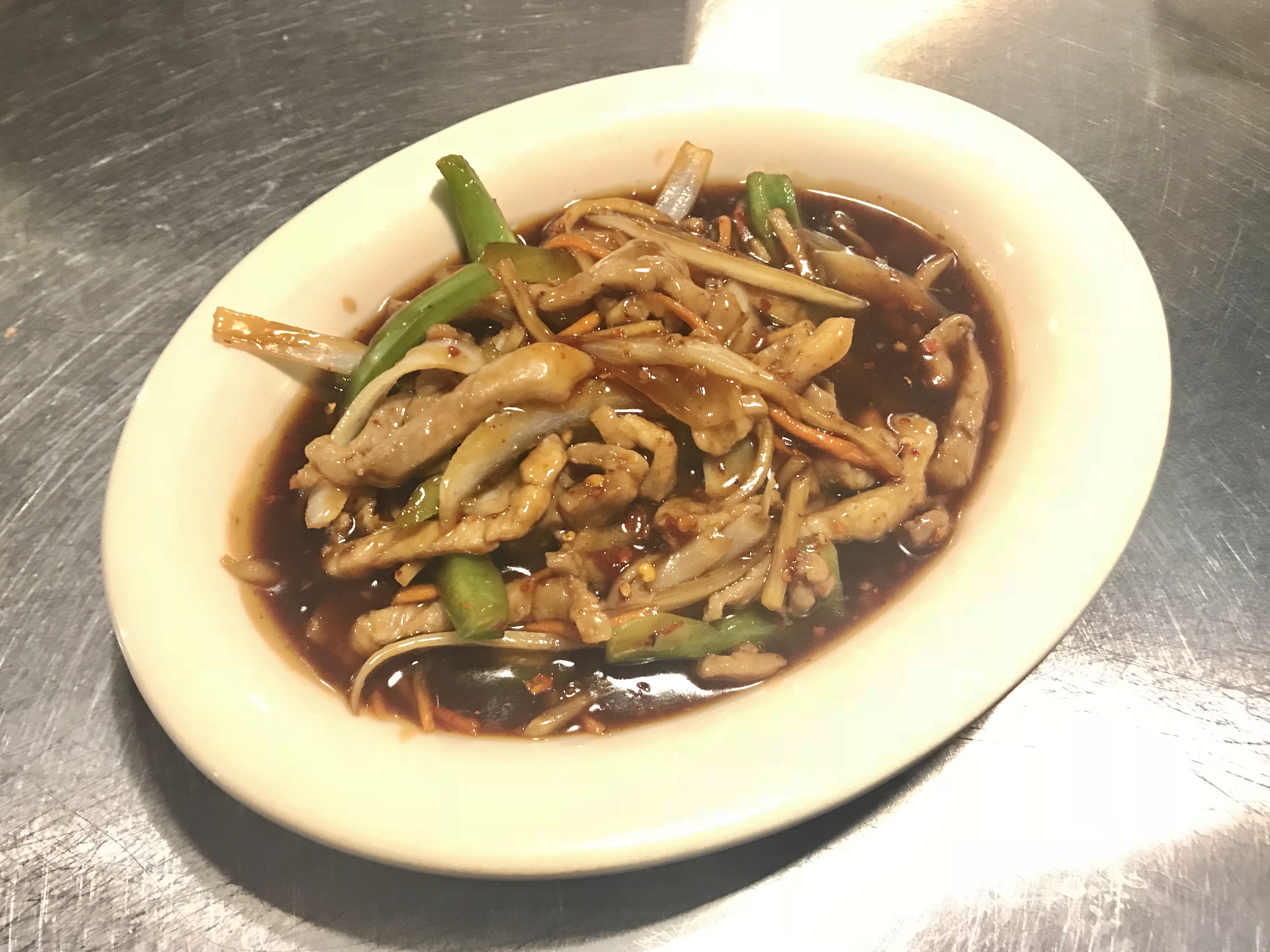 Order Yu-Shiang Pork food online from Genghis Khan Restaurant store, Seattle on bringmethat.com