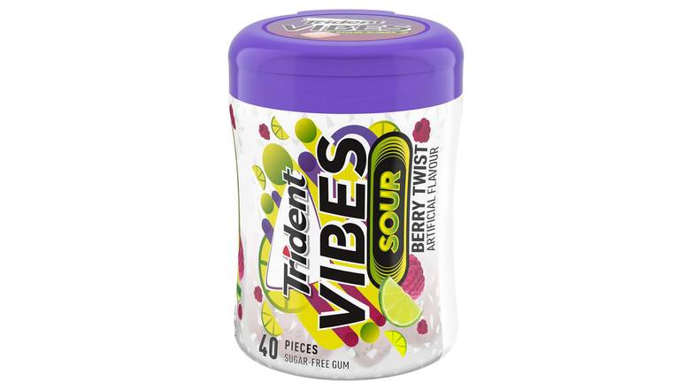 Order Trident Vibes Sour Sugar Free Gum, Berry Twist Flavour - 4O Ct food online from Trumbull Mobil store, Trumbull on bringmethat.com