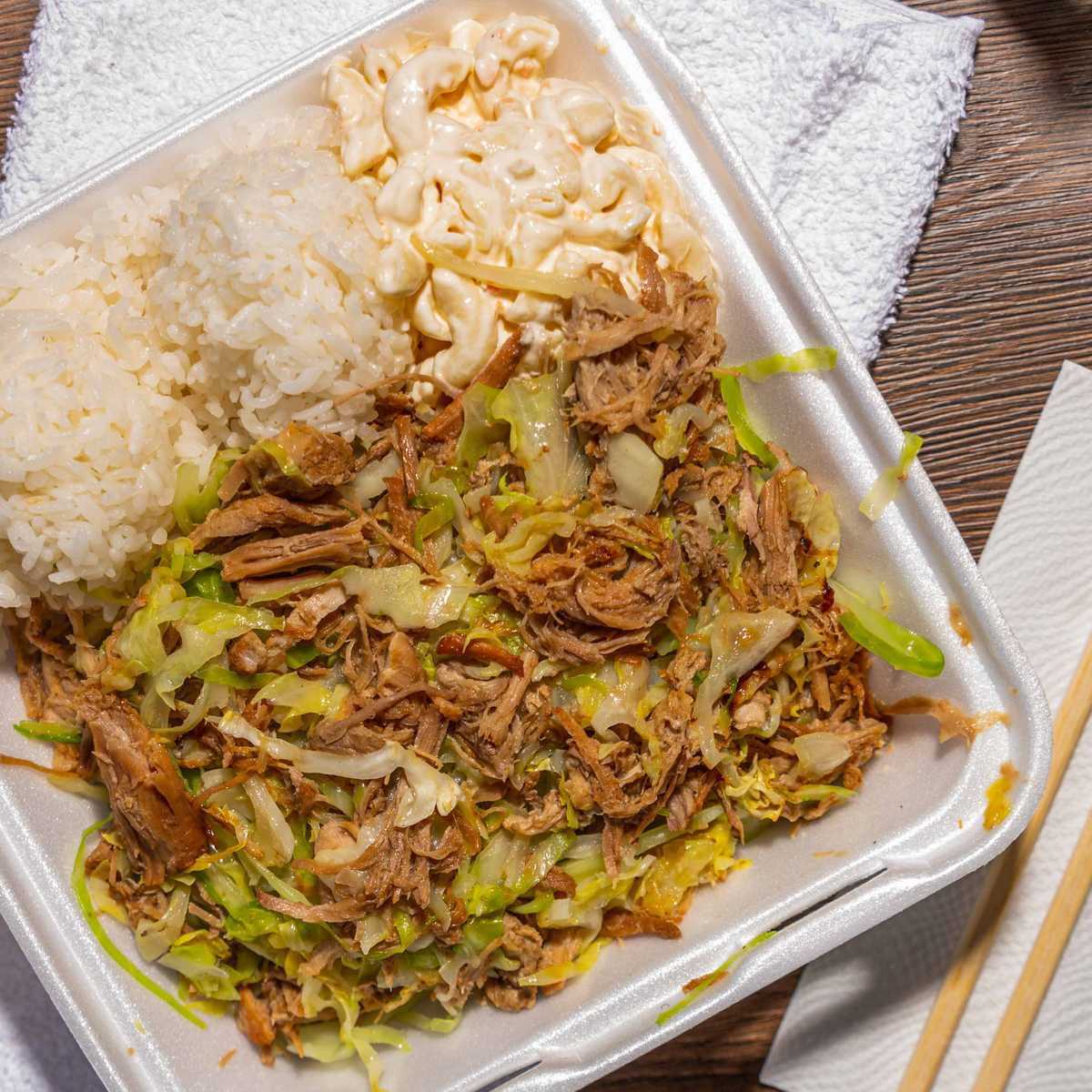 Order Kalua Pork with Cabbage Plate food online from L&L Hawaiian Bbq store, Novato on bringmethat.com