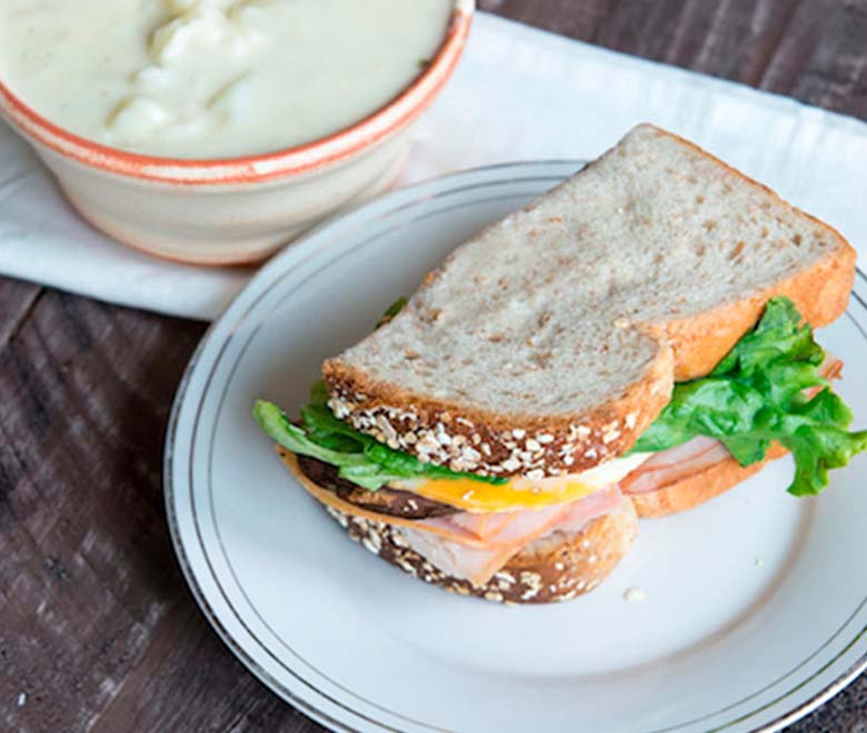 Order Bowl of Soup & Half Sandwich food online from Neal Coffee Shop store, San Mateo on bringmethat.com