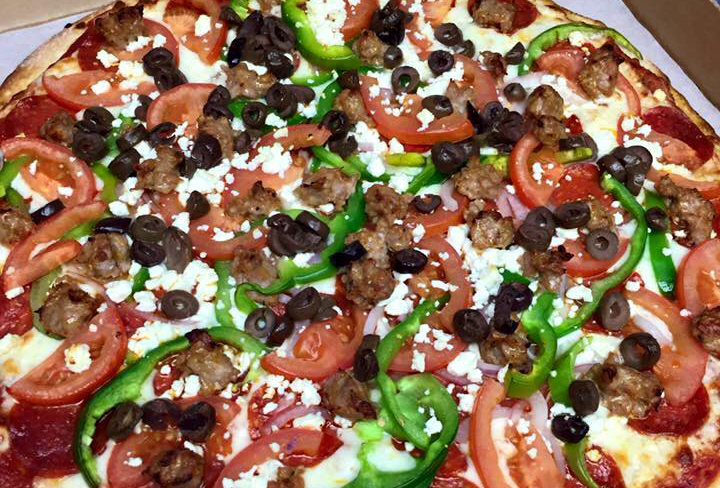 Order 8" Personal Greek Pizza food online from Surfside Pizza store, San Clemente on bringmethat.com