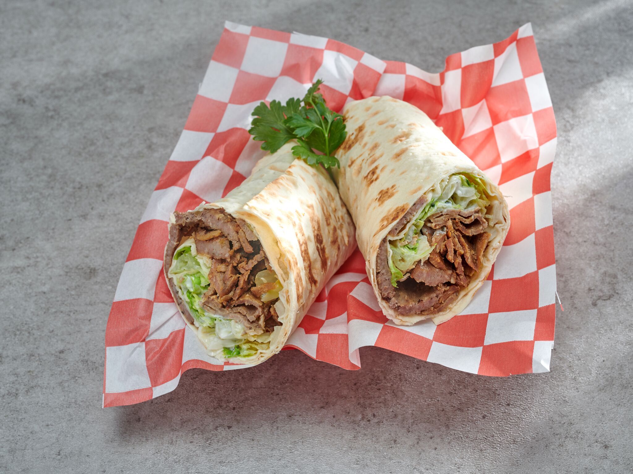 Order 22. Lamb and Beef Gyro Wrap food online from Gyro King store, San Francisco on bringmethat.com