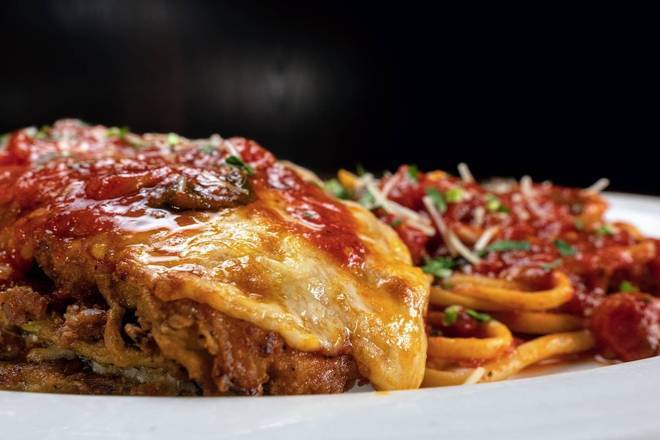 Order Eggplant Parmesan food online from Moretti Ristorante & Pizzeria store, Lake in the Hills on bringmethat.com