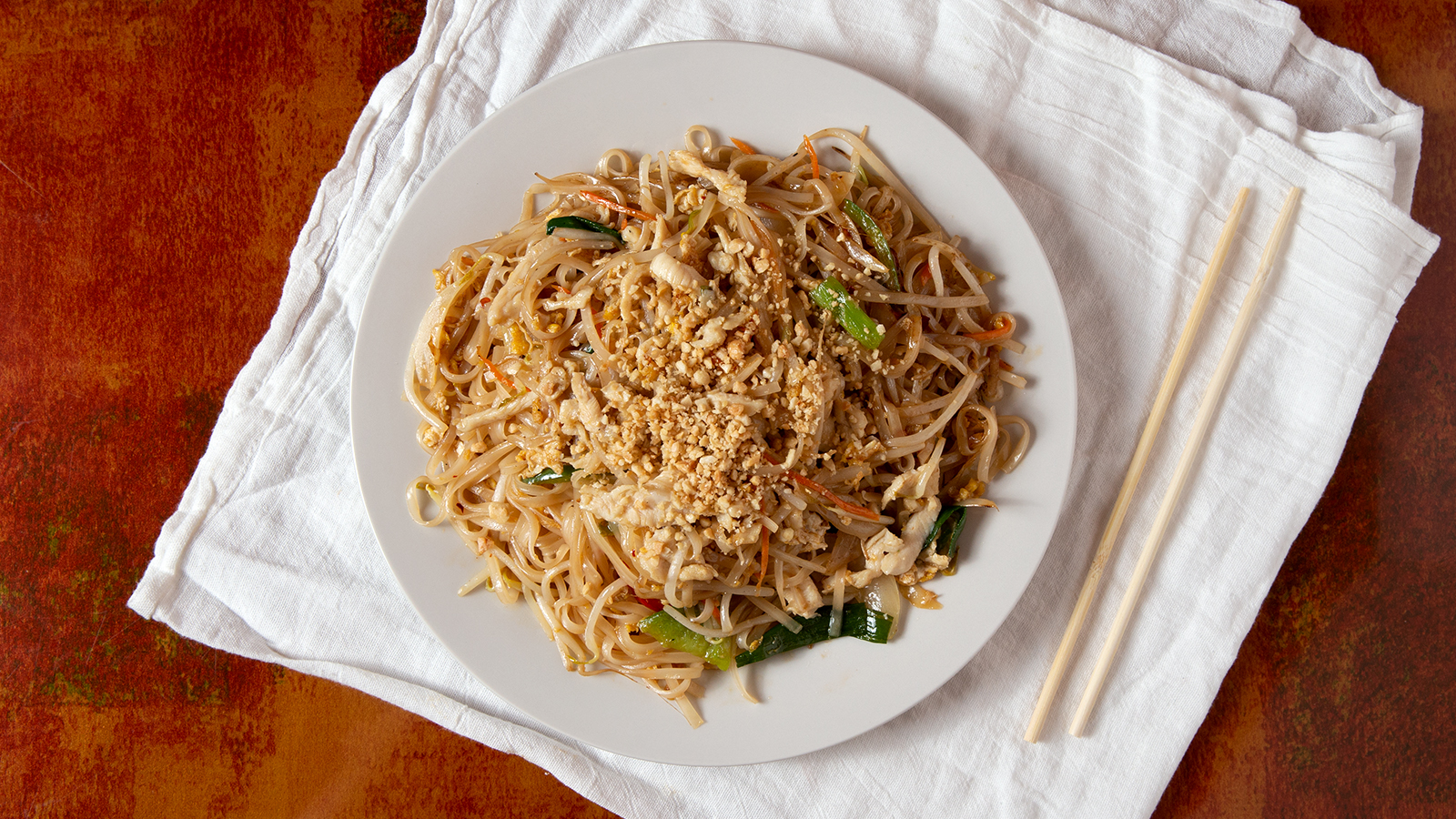 Order Chicken Pad Thai / 雞泰面 food online from Chow n' Joy store, Somerville on bringmethat.com