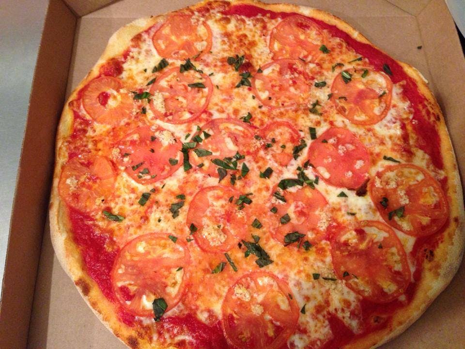 Order Tomato, Fresh Basil, Garlic Pizza - 16" (8 Slices) food online from Algieri's Pizza Restaurant store, Belleville on bringmethat.com