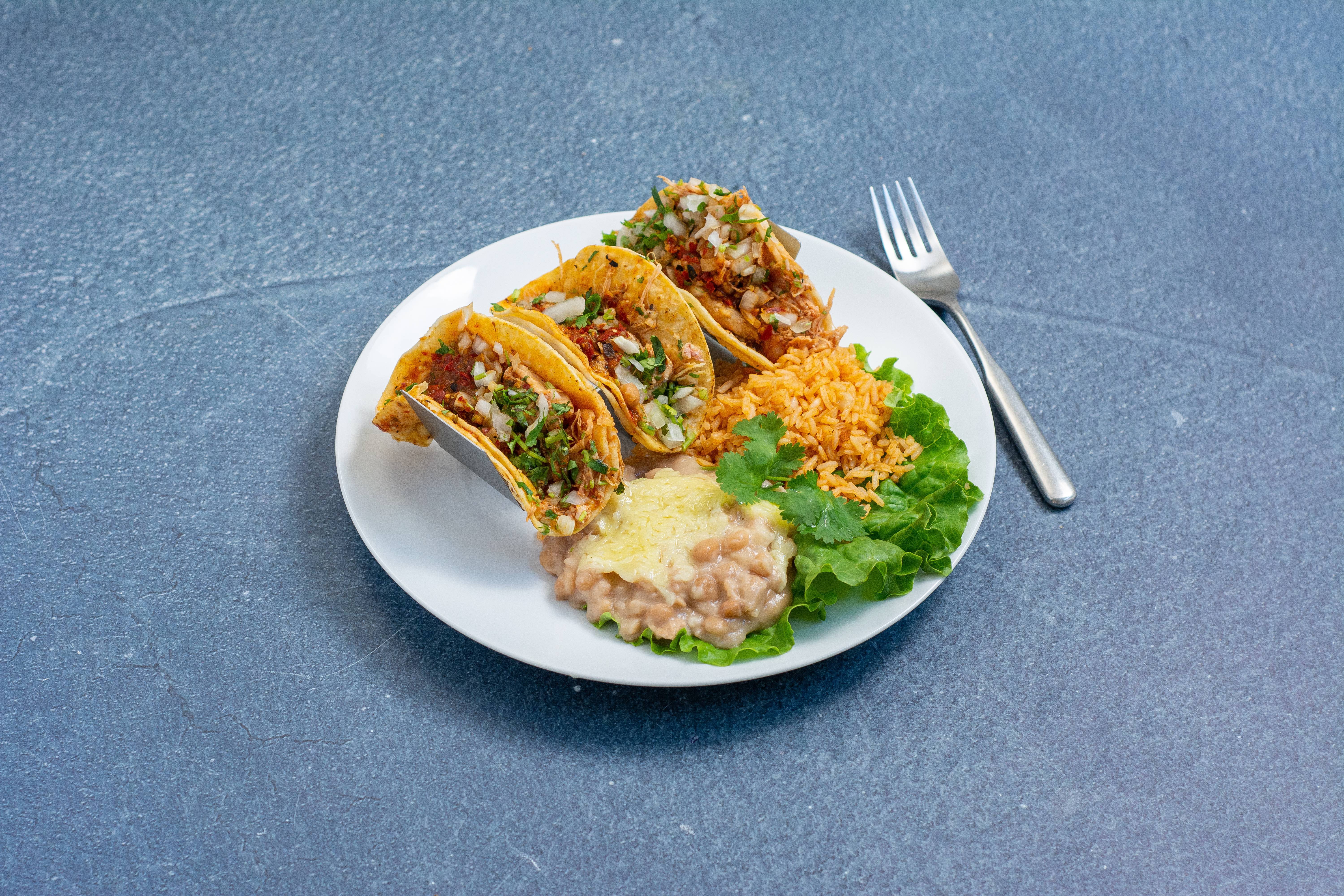 Order Taco Plate food online from Tres Potrillos store, Sunnyvale on bringmethat.com