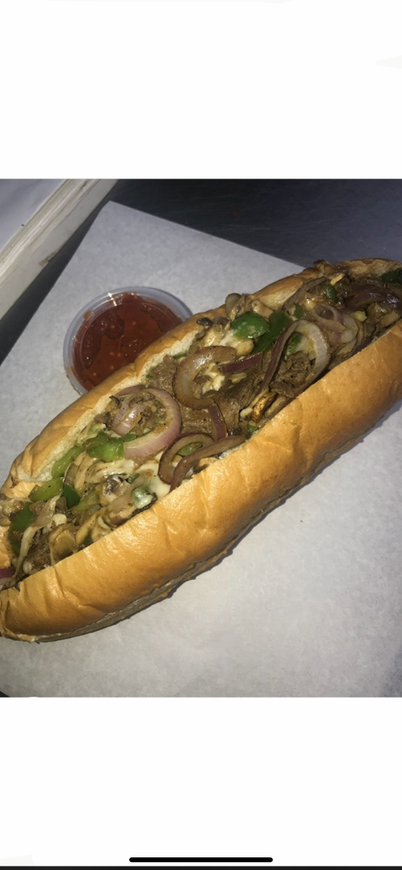 Order Philly Cheesesteak Sandwich food online from Franco's Giant Pizza store, El Cajon on bringmethat.com