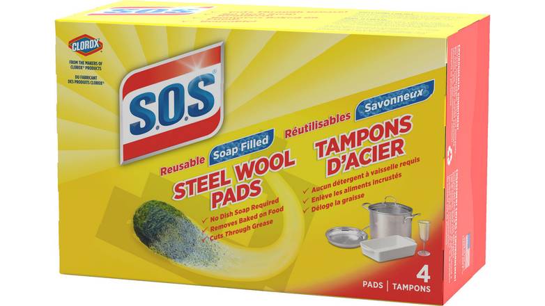 Order S.O.S Steel Wool Soap Pads 4 Count food online from Trumbull Mobil store, Trumbull on bringmethat.com