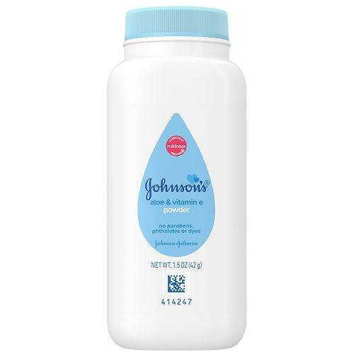 Order Johnson's Baby Baby Powder with Pure Cornstarch, Soothing Aloe & Vitamin E - 1.5 oz food online from Walgreens store, Buena Park on bringmethat.com