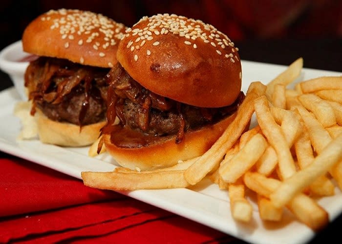Order Famous Beef Sliders food online from Port Restaurant & Bar store, Corona Del Mar on bringmethat.com