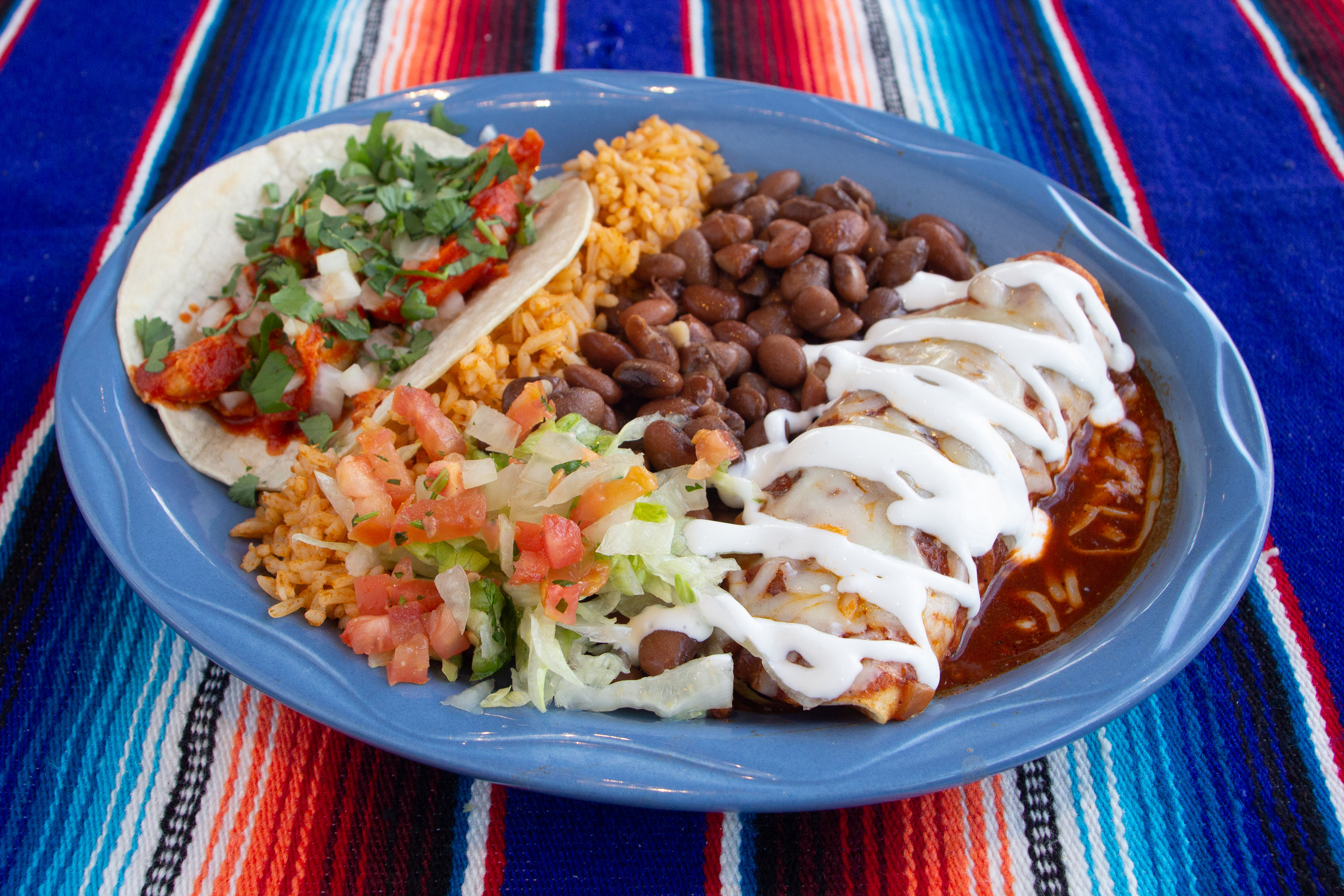 Order Enchilada and Taco Combo Plate food online from Aztec Willies store, Portland on bringmethat.com