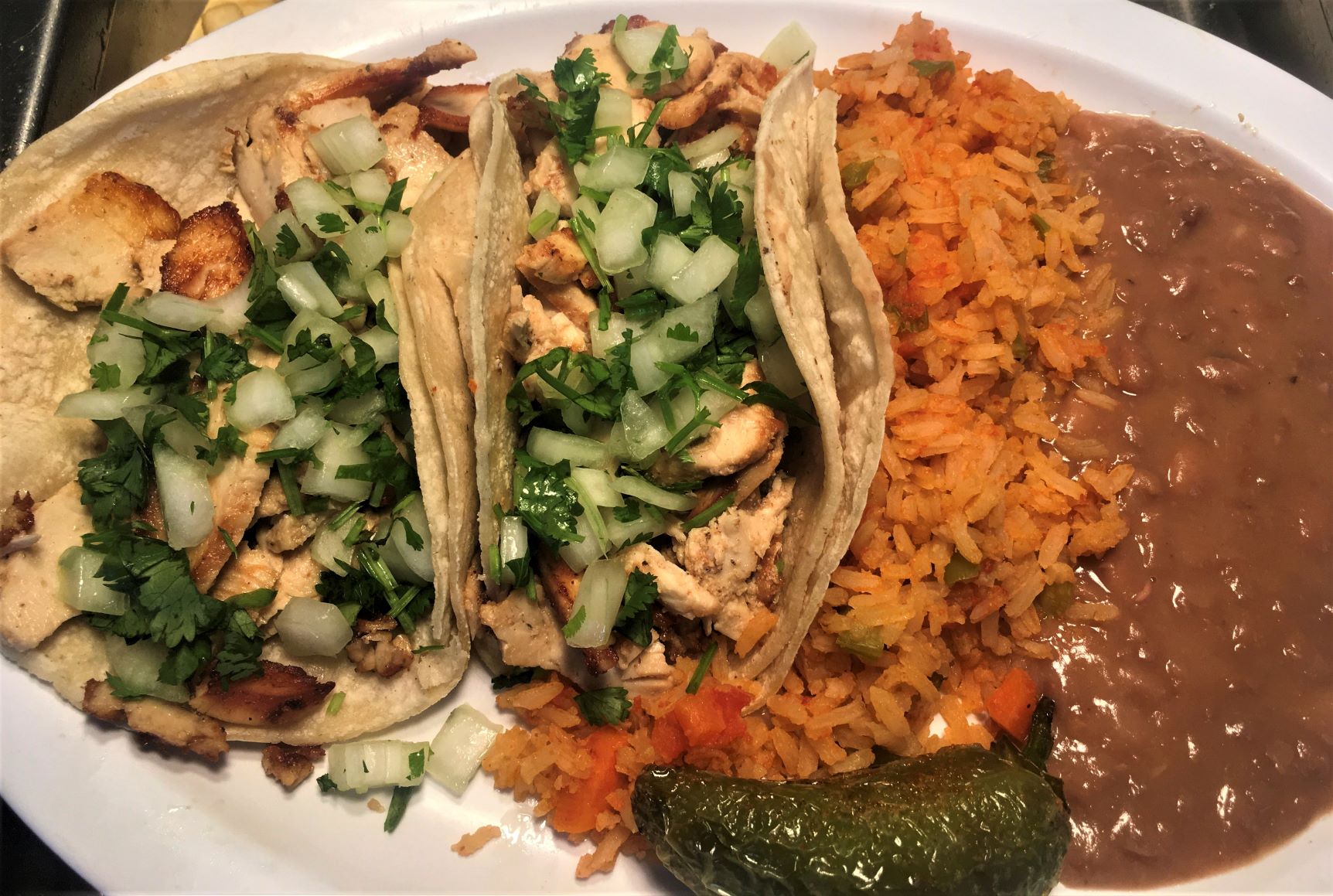 Order 2 Chicken Tacos food online from Jim's Burgers #2 store, Wilmington on bringmethat.com