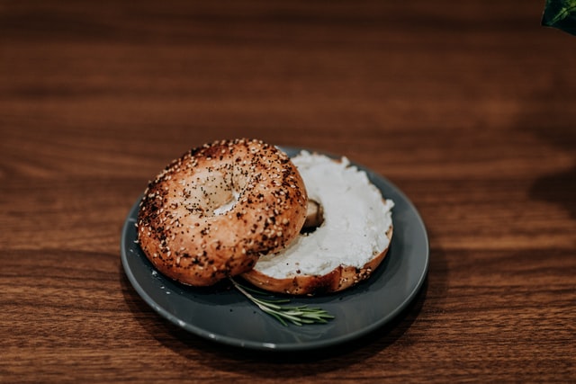 Order Bagel with Cream Cheese food online from Sutton cafe store, New York on bringmethat.com