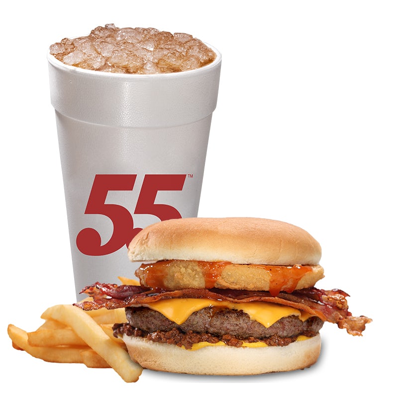Order Lil' JB&B BBQ Bacon Burger Meal food online from Hwy 55 Burgers Shakes & Fries store, Richlands on bringmethat.com