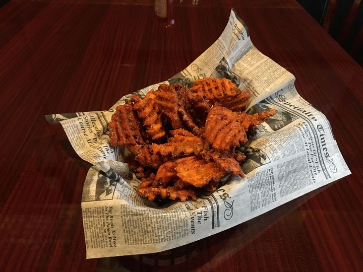 Order Basket of Sweet Potato Waffle Fries food online from Haymaker Public House store, Ann Arbor on bringmethat.com