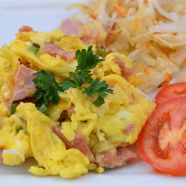 Order Minced Ham Scrambled with Cheese food online from Neal Coffee Shop store, San Mateo on bringmethat.com