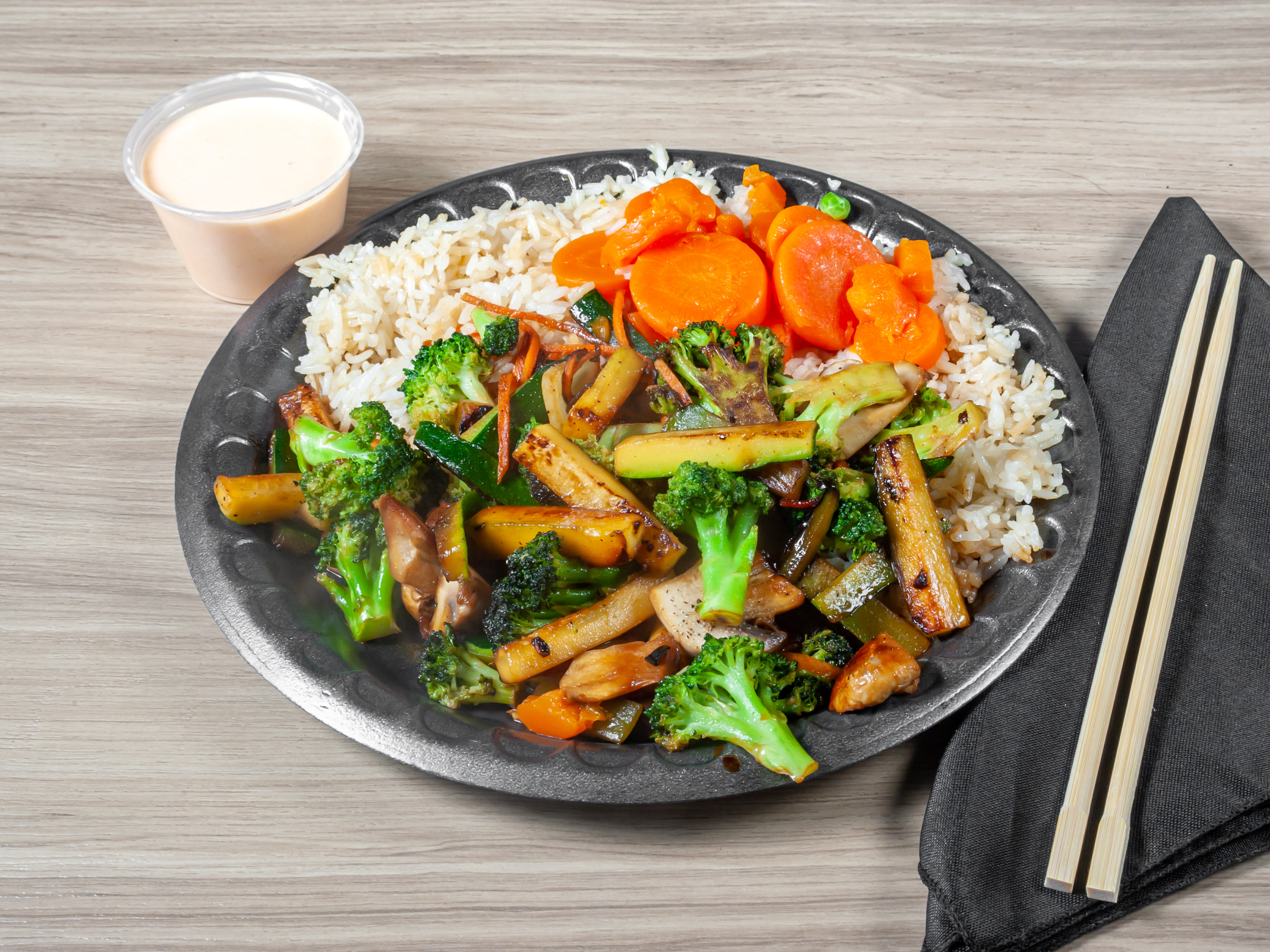 Order Hibachi Steak and Chicken with Mushrooms Combination Plate food online from Sake Express store, Belmont on bringmethat.com