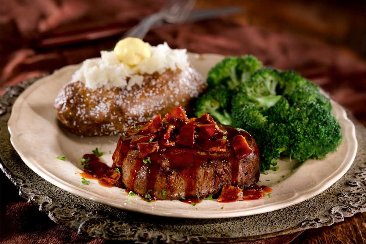Order Bacon & Bourbon-Glazed Filet Mignon* food online from O'charley store, Cuyahoga Falls on bringmethat.com