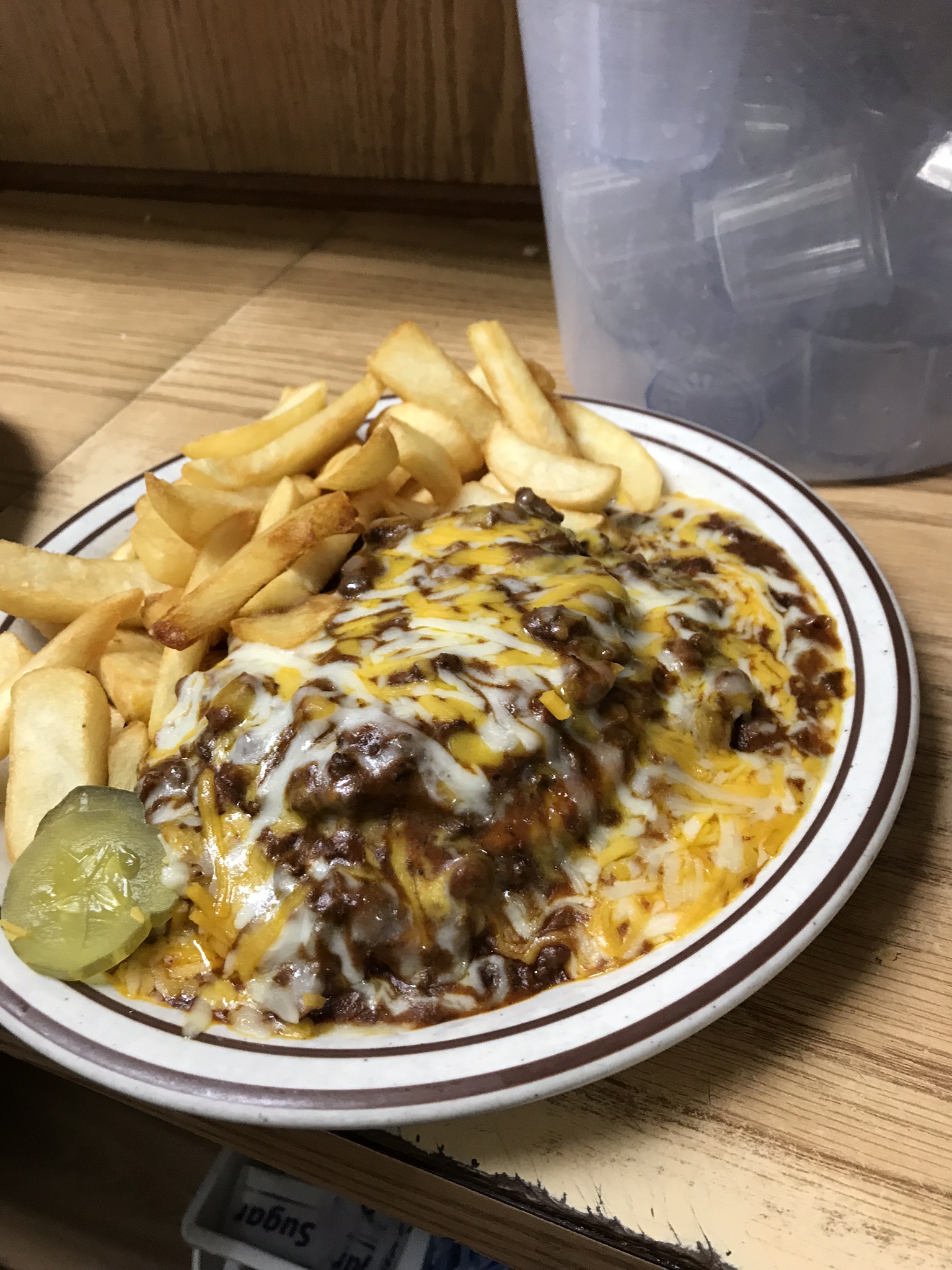 Order Chili Burger food online from Waffles Breakfast & Lunch store, Salinas on bringmethat.com