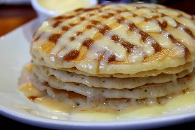 Order Cinnamon Roll Pancakes food online from Honey-Jam Cafe store, Arlington Heights on bringmethat.com