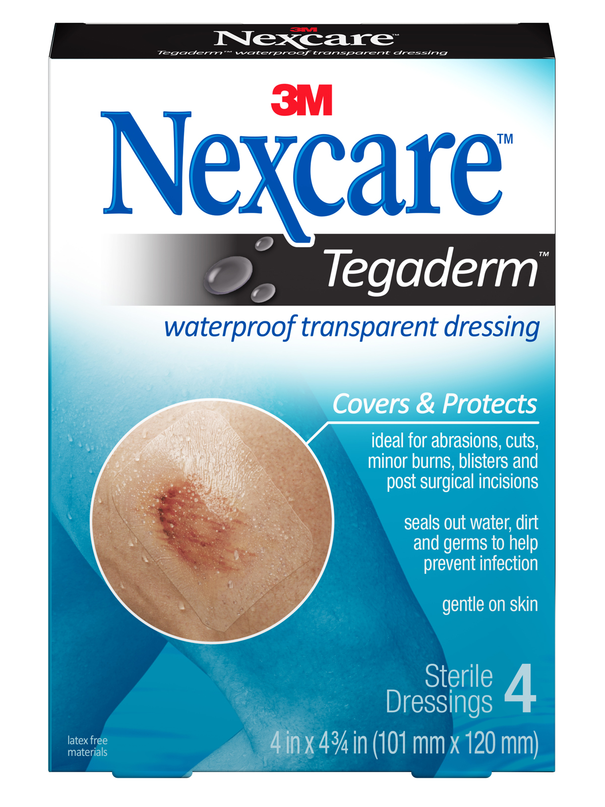 Order Nexcare Tegaderm Waterproof Transparent Dressing 4ct 4 in x 4 3/4 in food online from Rite Aid store, Cathedral City on bringmethat.com