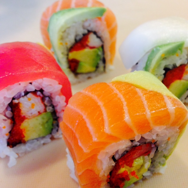 Order Rainbow Roll food online from Panida thai & sushi bar store, Rockville on bringmethat.com