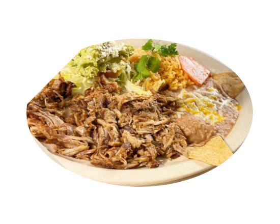 Order Carnitas Plate food online from Mario’s de la mesa Restaurant store, La Mesa on bringmethat.com