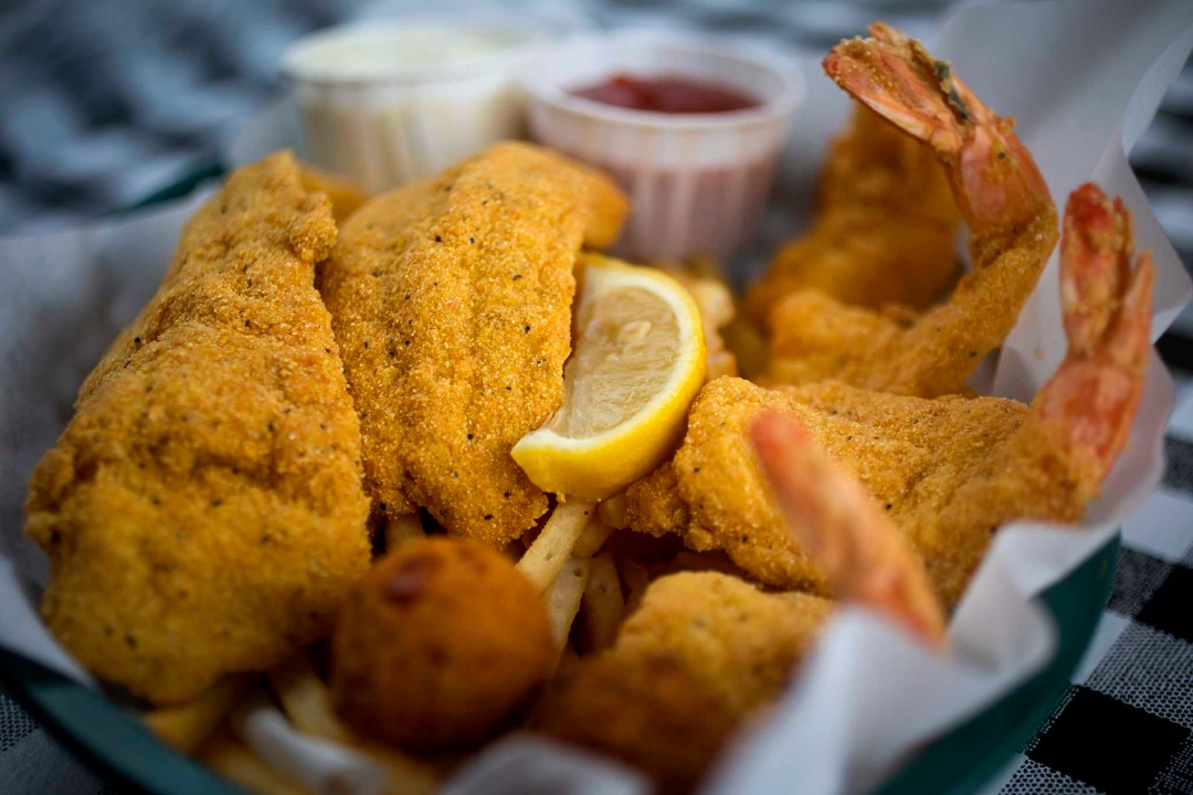 Order Fisherman's Feast with Fries food online from J.R. Crickets store, Smyrna on bringmethat.com