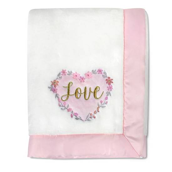 Order Wendy Bellissimo™ Wildflower "Love" Plush Blanket in Cream/Pink food online from Bed Bath & Beyond store, Hamden on bringmethat.com