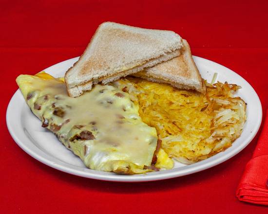Order Meat Lovers Omelette food online from Raymond's Tacos store, Chicago on bringmethat.com
