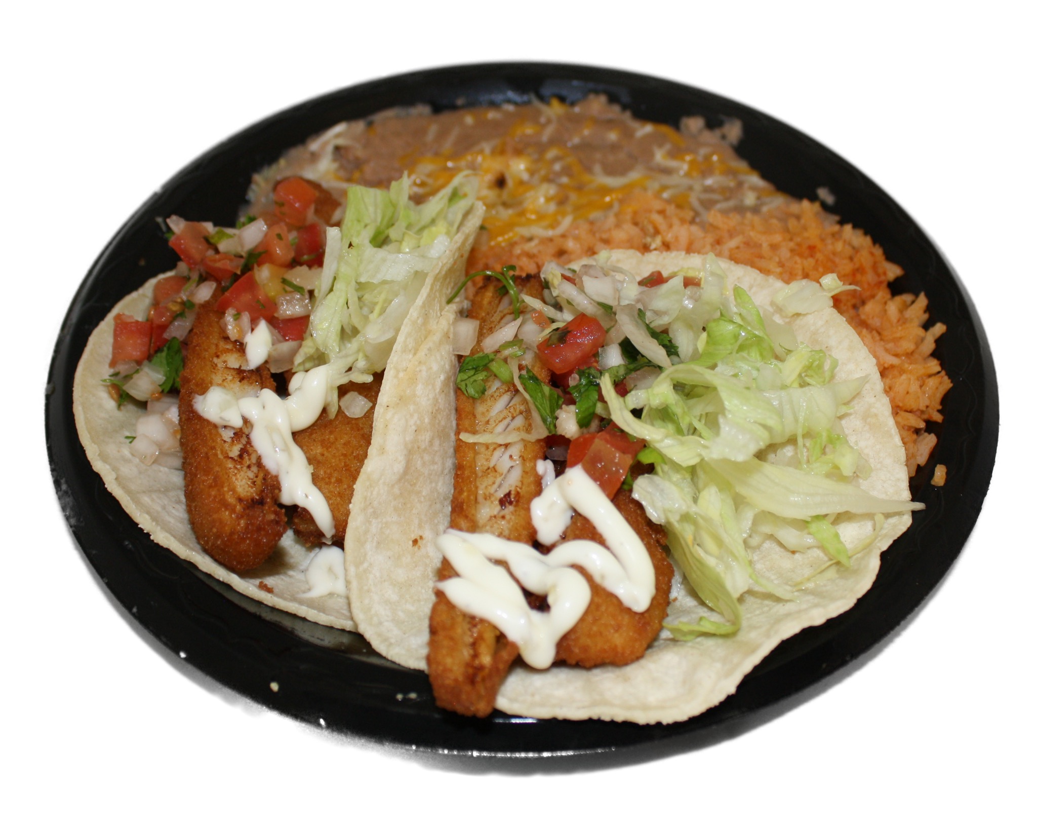 Order 15. Two Fish Tacos Combination Plate food online from Mi Rico Burrito store, Midvale on bringmethat.com