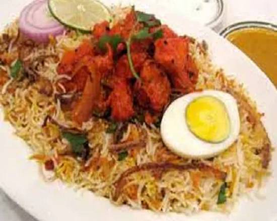 Order Chicken 65 Biryani food online from Aroma Indian Cuisine store, Ann Arbor on bringmethat.com