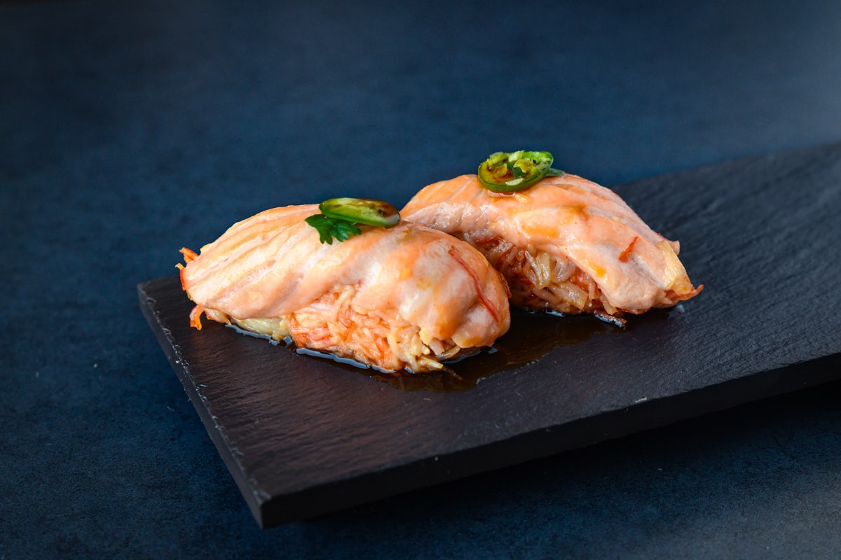 Order ITCHY SALMON food online from Blue Sushi Sake Grill store, Fort Worth on bringmethat.com