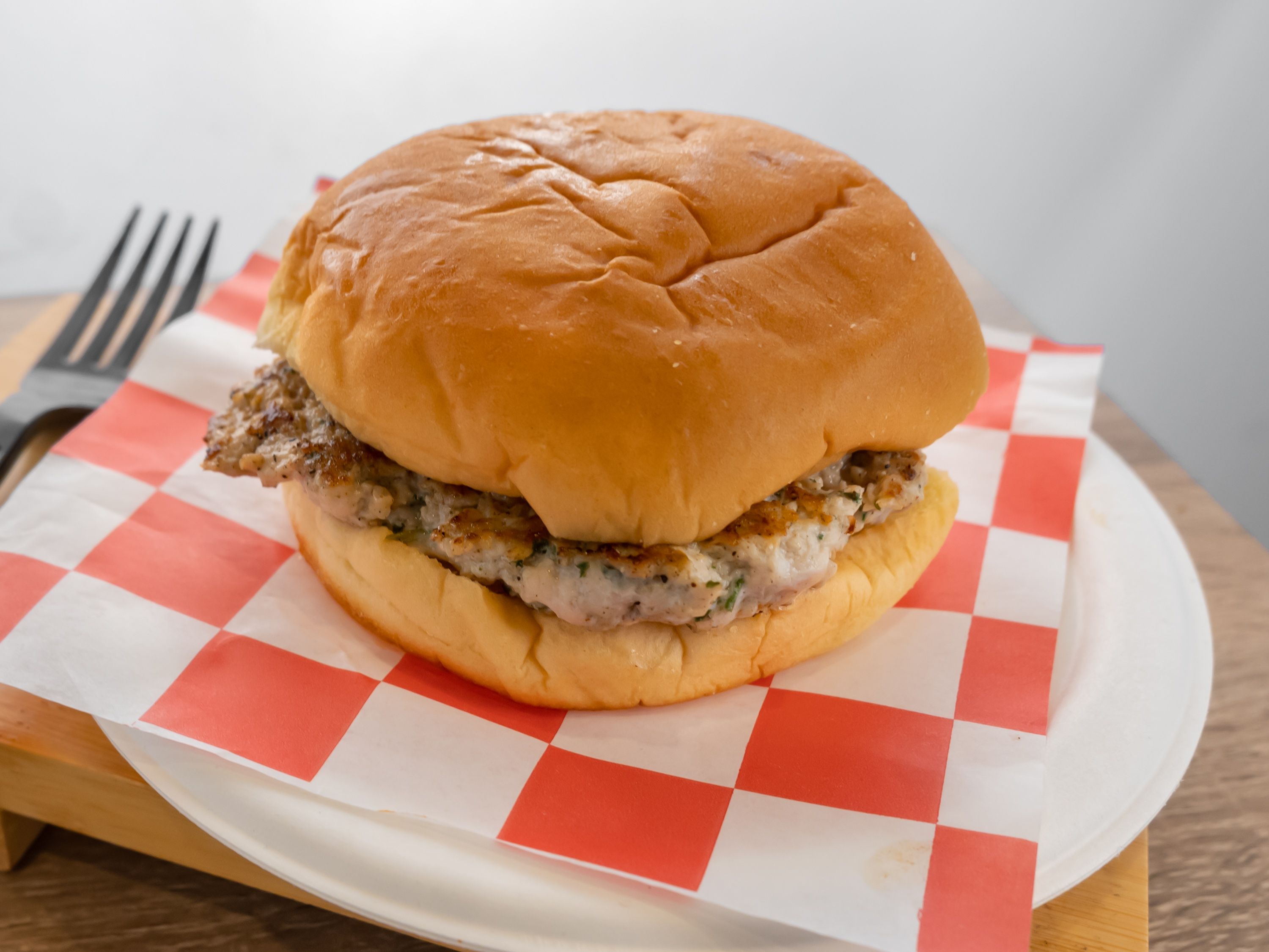 Order Plain Chicken Burger (NO CHEESE) food online from Spot Gourmet Burgers store, Philadelphia on bringmethat.com