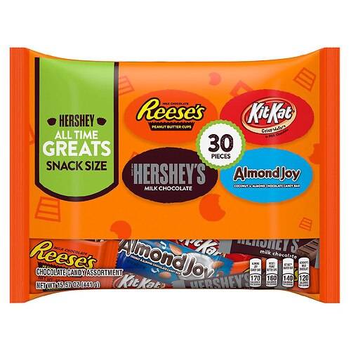 Order Hershey's All Time Greats, Snack Size Candy, Variety Bag Chocolate Assortment, 30 Count - 15.57 oz food online from Walgreens store, Middletown on bringmethat.com