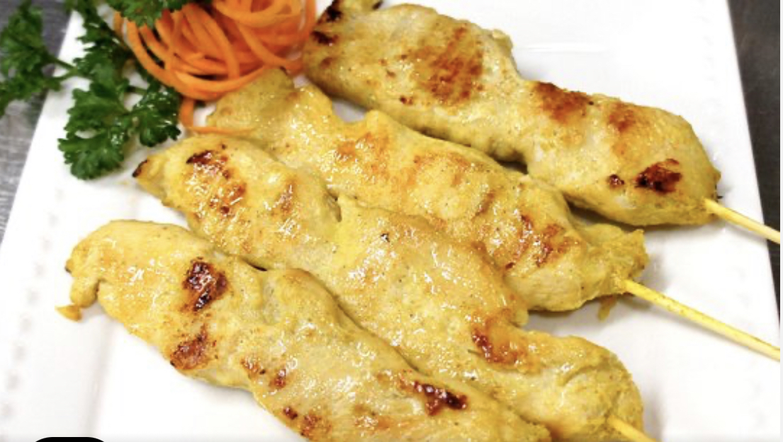 Order 4 Pieces Satay Chicken food online from Eat N East store, Somerville on bringmethat.com