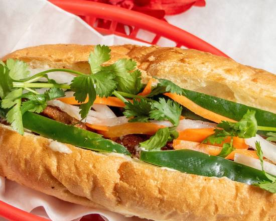 Order BM1- Shaking Beef Sandwich (Banh Mi Bo Luc Lac) food online from I Luv Pho Snellville store, Snellville on bringmethat.com