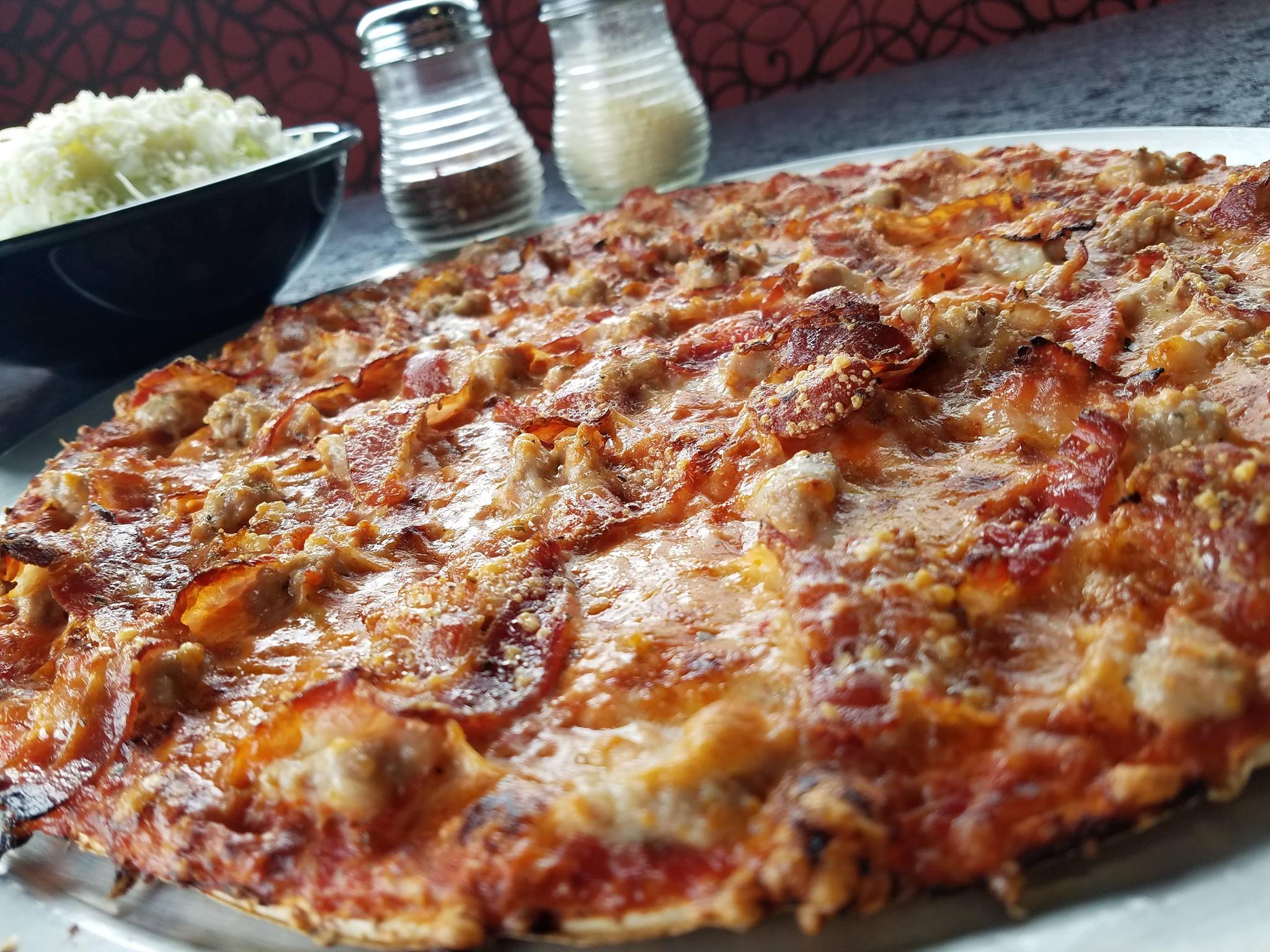 Order All Meat Thin (Crust) Pizza food online from Imo's Pizza store, Jefferson City on bringmethat.com