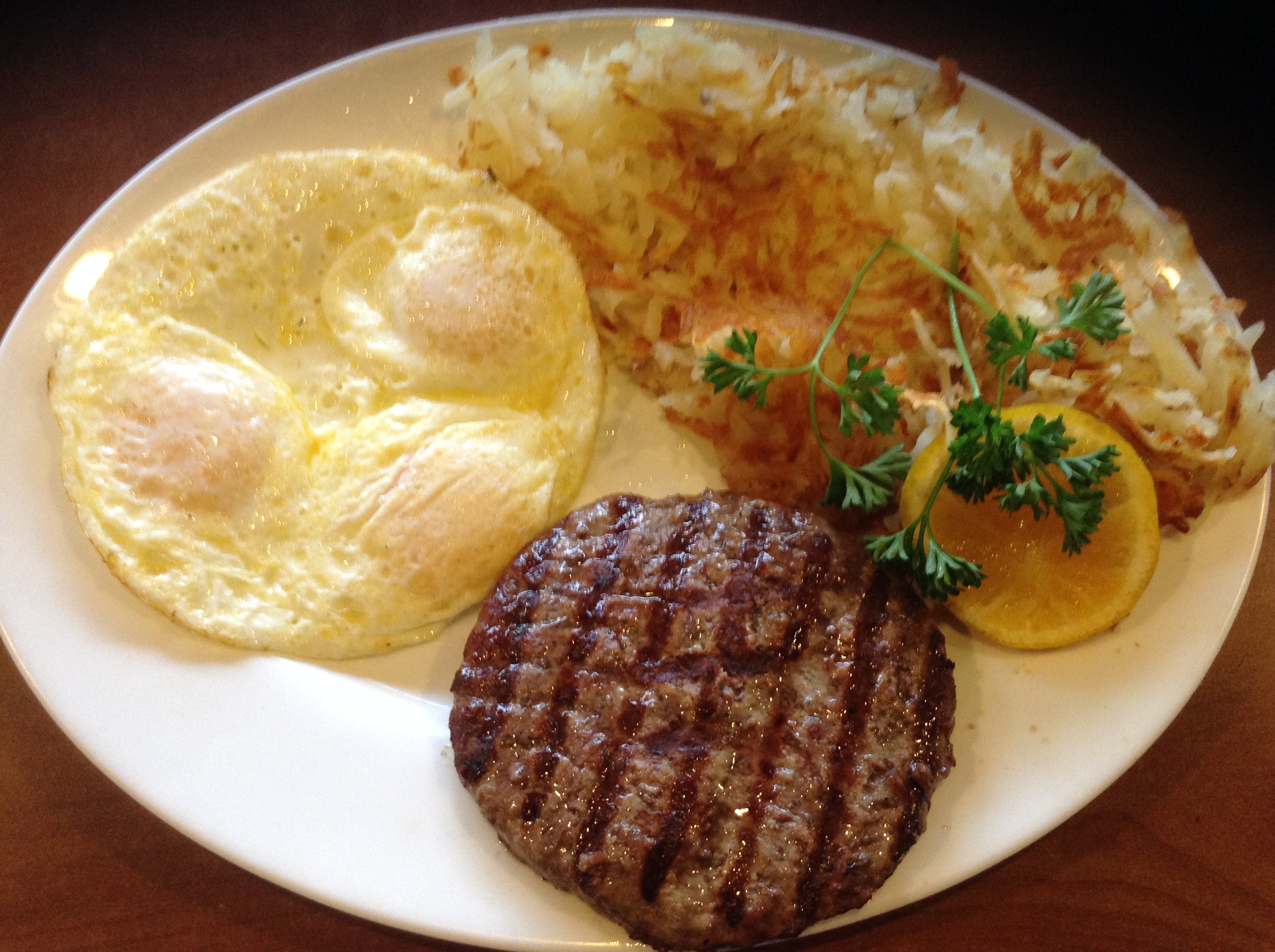 Order Hamburger Patty and 3 Eggs Breakfast food online from Astro Diner store, Los Angeles on bringmethat.com