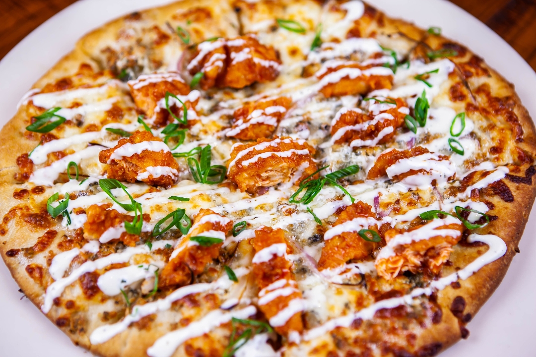 Order Buffalo Chicken Pizza food online from Marshall Hall Of Fame Cafe store, Huntington on bringmethat.com