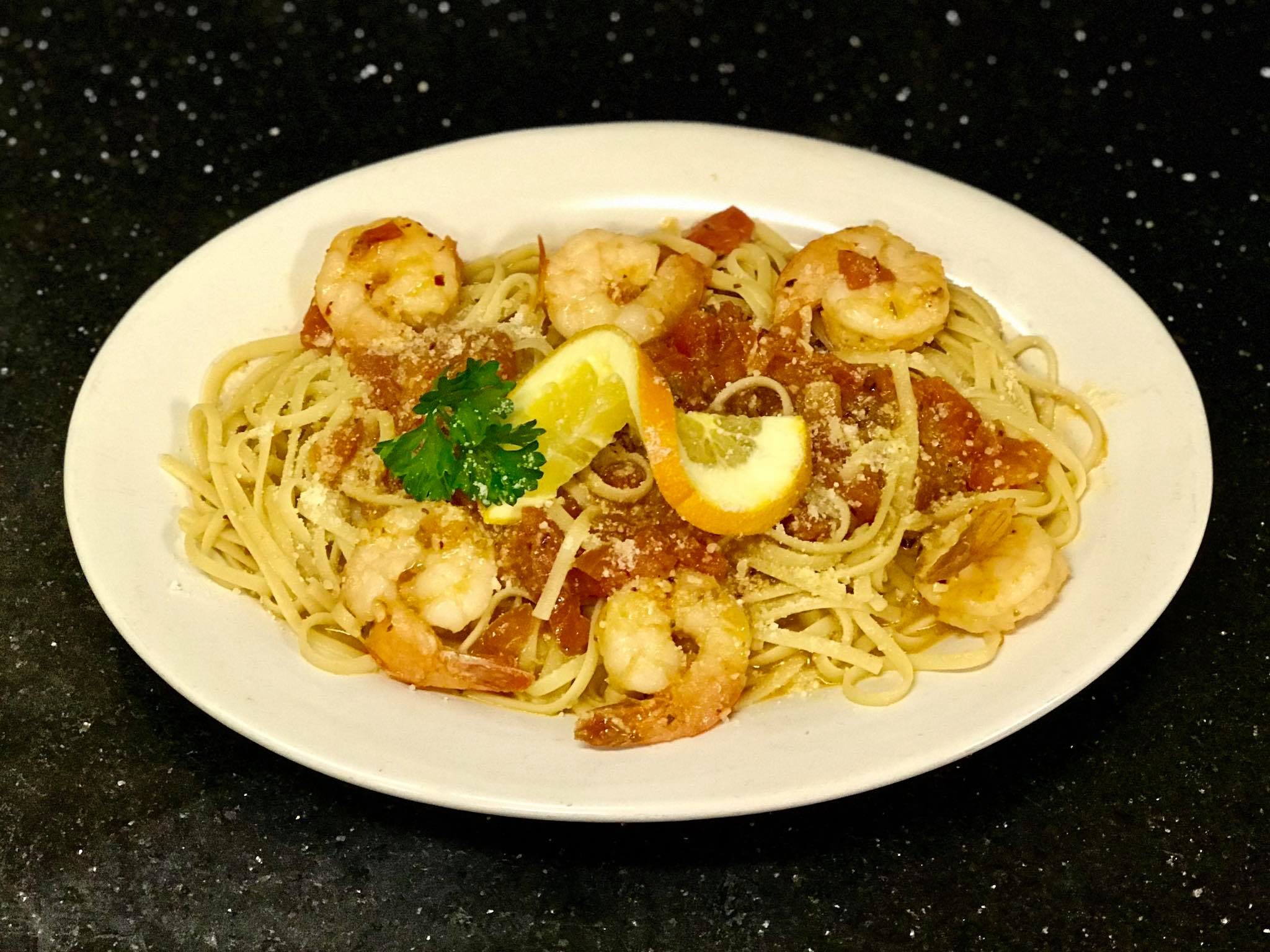 Order Shrimp Scampi - Entree food online from Tani Pizza store, Butler on bringmethat.com