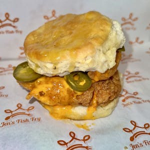 Order Spicy Fried Chicken Biscuit food online from Jen Fish Fry store, Fayetteville on bringmethat.com