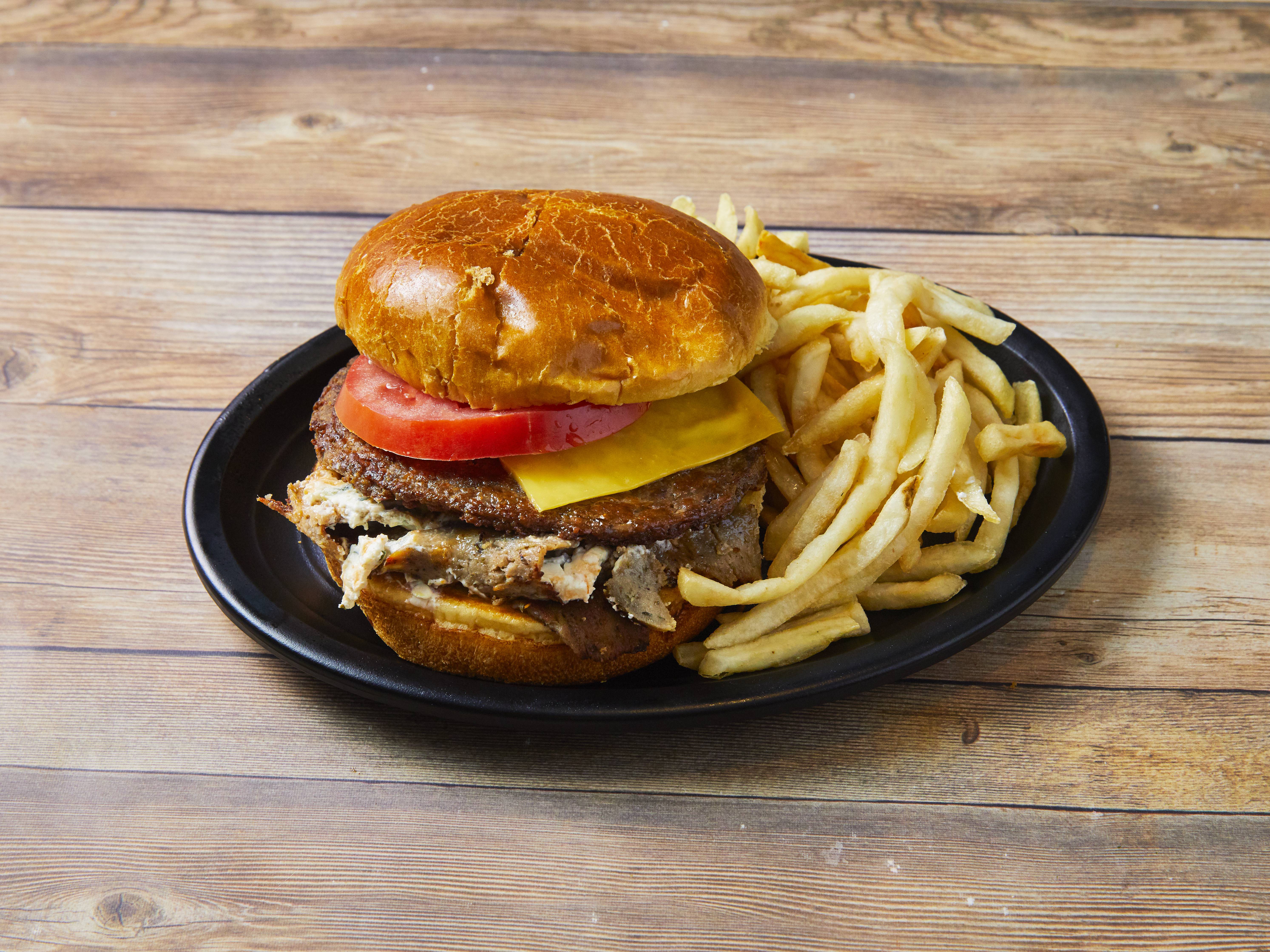 Order Gyro Cheese Burger+fries food online from New Star Gyros store, Chicago on bringmethat.com