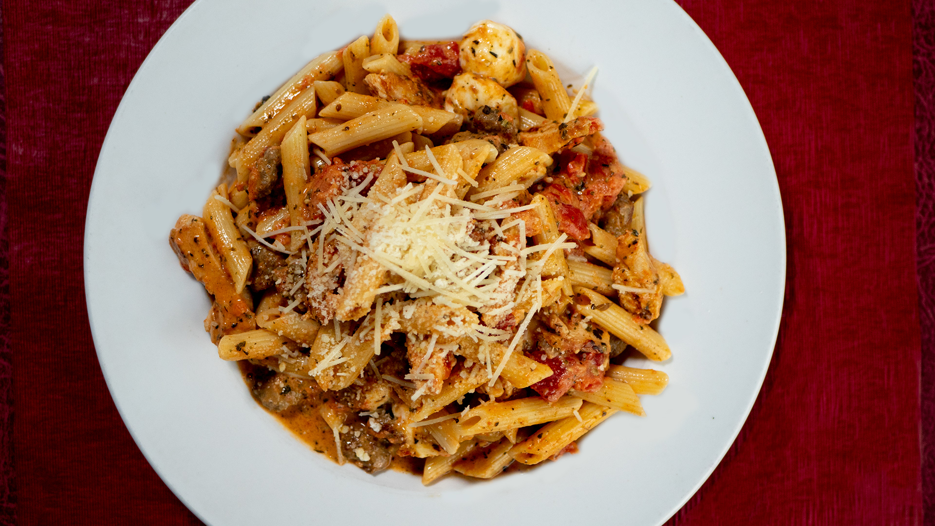 Order Penne Mozzarella Pasta food online from Anyway Pub store, Oakbrook Terrace on bringmethat.com