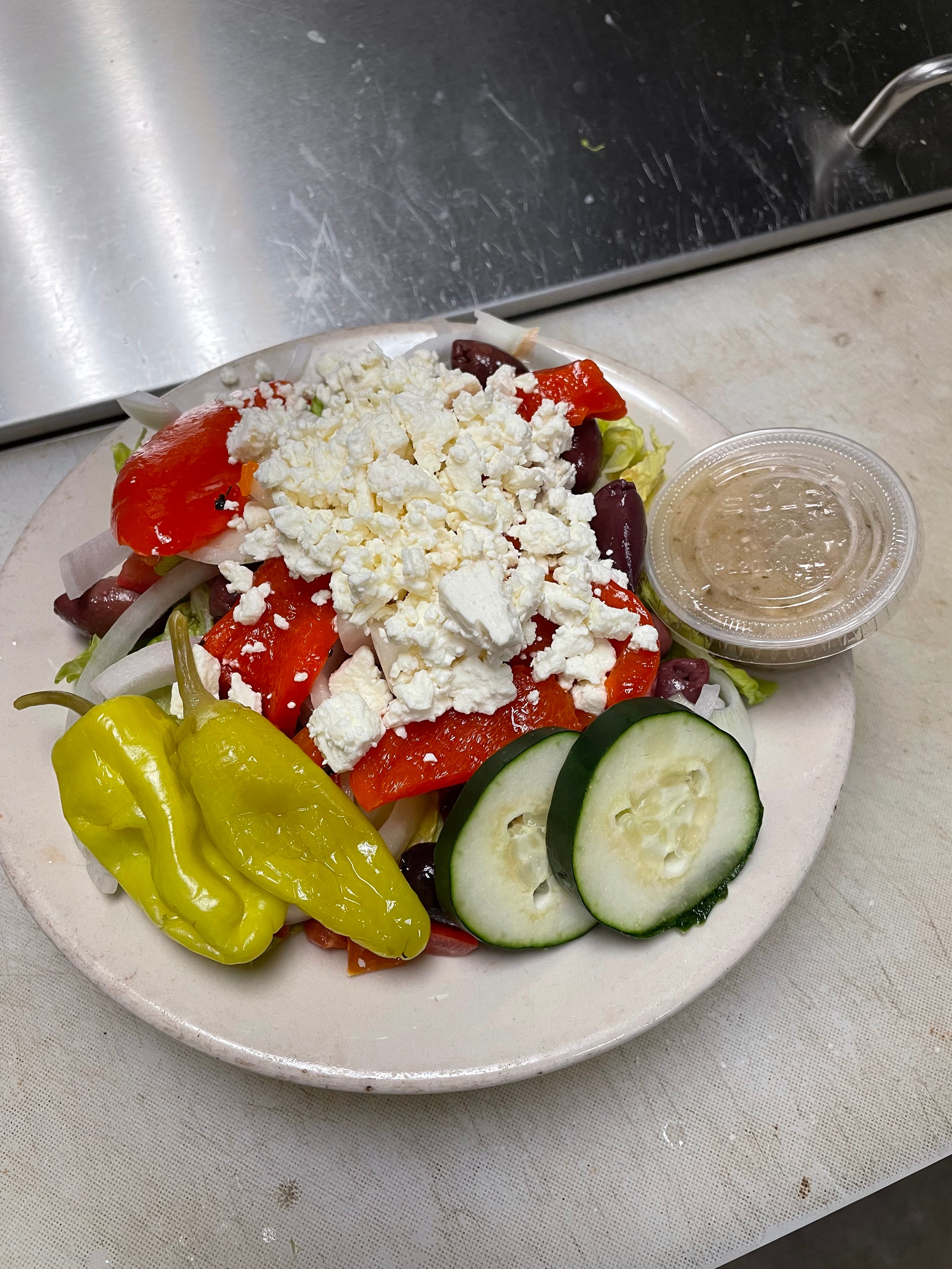 Order Greek Salad - Regular food online from Brooklyn Pizza & Pasta store, Cincinnati on bringmethat.com