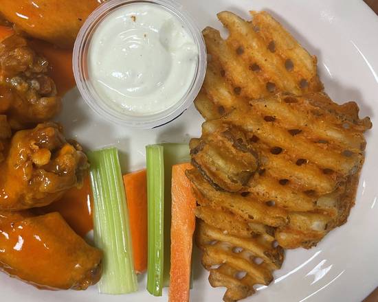 Order HABANERO MANGO WINGS 6PCS WITH FRIES food online from INDIAN GRILL RESTAURANT store, Norcross on bringmethat.com