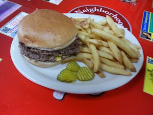 Order Double Cheeseburger food online from Neighborhood Cafe store, Kansas City on bringmethat.com