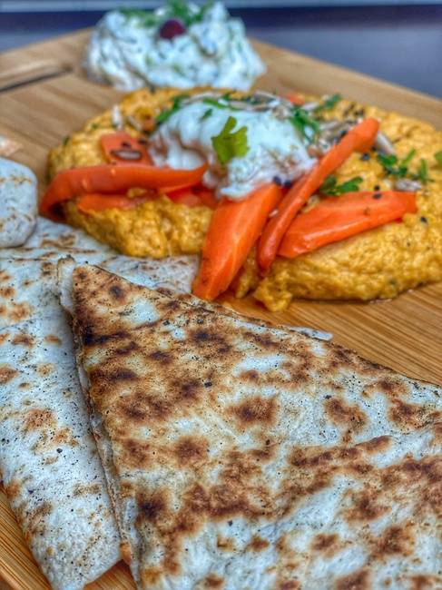Order Carrot Hummus (Takeout) food online from Rail Trail Flatbread Co store, Hudson on bringmethat.com